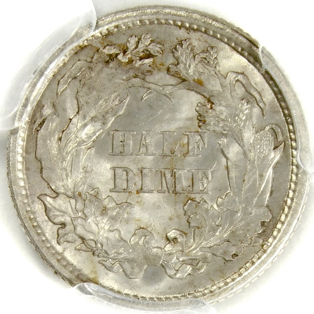 ❤️🗽😍💙🤍PCGS MS63 1872 SEATED HALF DIME