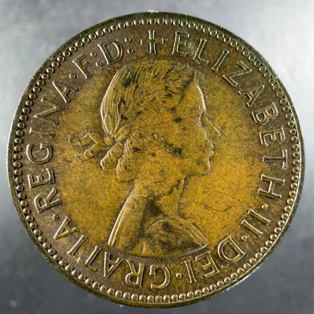 1960 Great Britain Half Penny Ship Reverse Bold Design