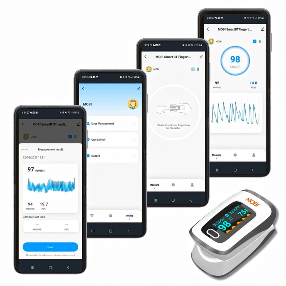 Mobi Connect Smart Fingertip Pulse Oximeter