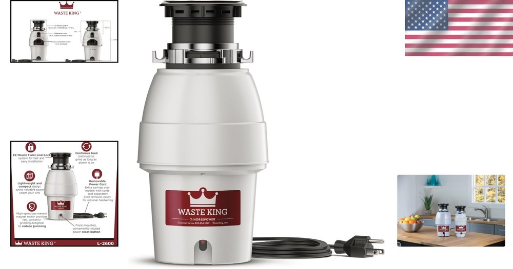 Legend Series Continuous Feed Garbage Disposal - 1/2 HP, Space-Efficient Design
