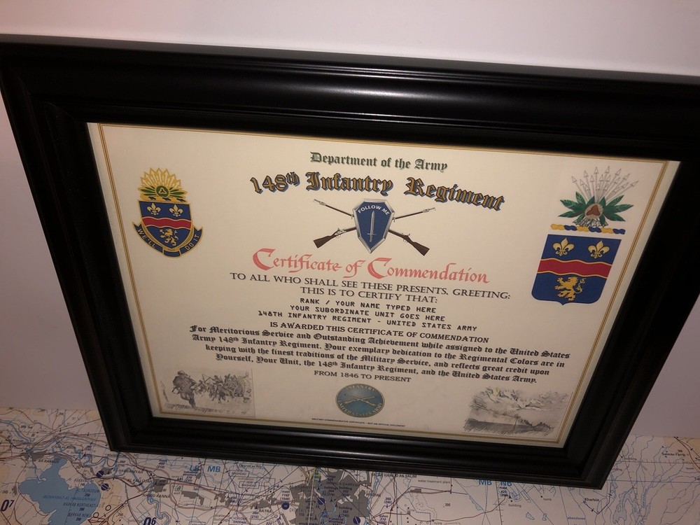 148TH INFANTRY REGIMENT / COMMEMORATIVE - CERTIFICATE OF COMMENDATION