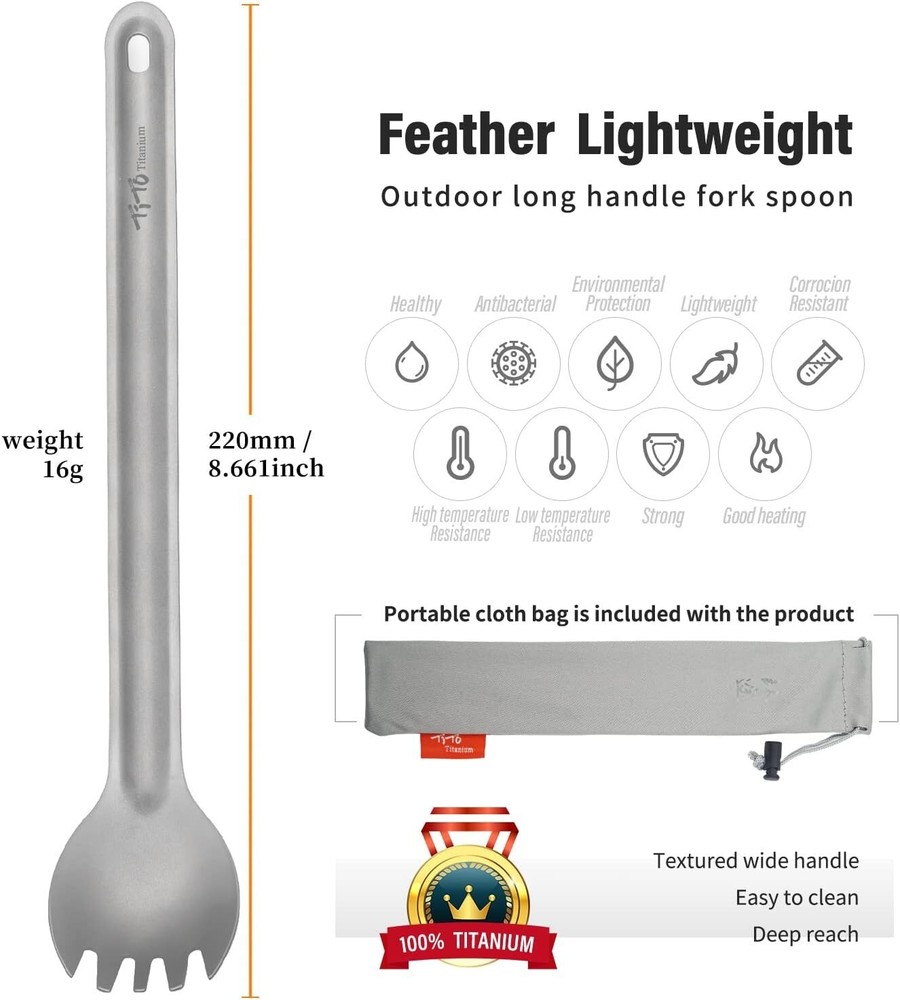 Eco-Friendly Titanium Spork and Spoon Set - Lightweight Camping Tableware