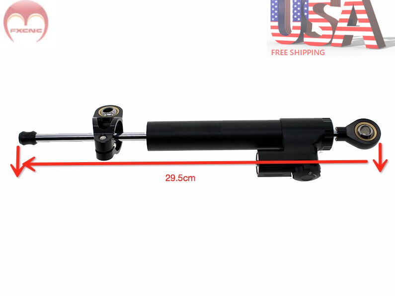 Universal CNC 295mm Steering Damper Stabilizer Linear Stabilizer Adjustable BLK