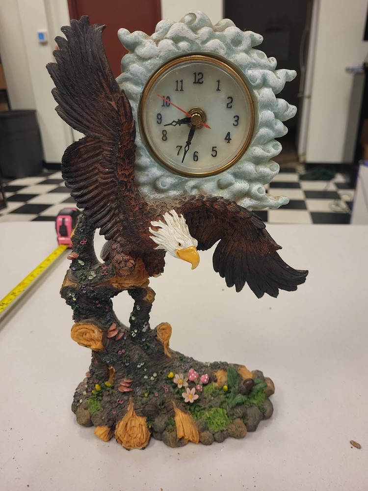 Jenkins Enterprises Eagle Tabletop Clock Figurine Statue Decor Display