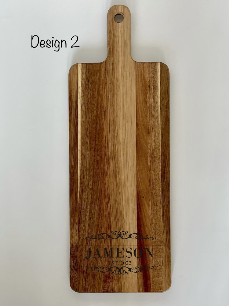 Personalized Engraved Acacia Wood Charcuterie Cutting Board Large W/Handle