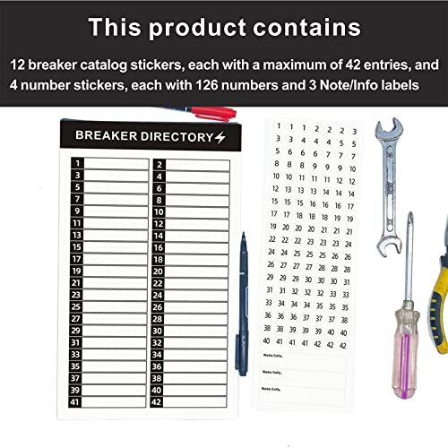 16 Sheets Breaker Panel Labels Electrical Box Sticker Numbers Reusable Adhesive