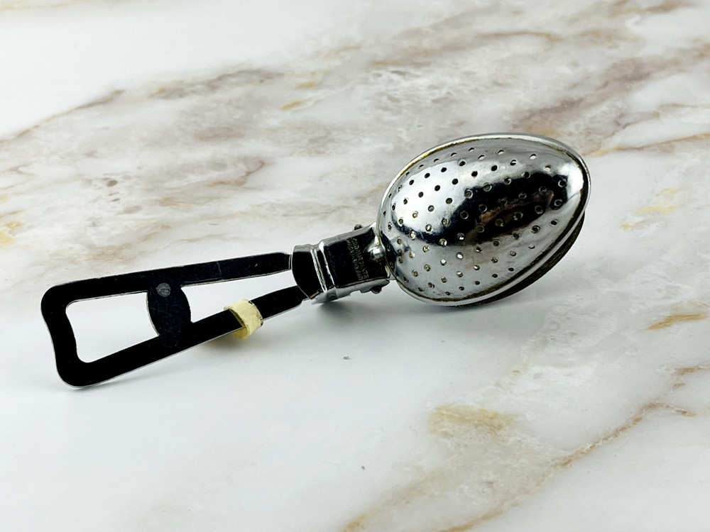 Vintage Silver Tone Teaspoon Tea Strainer - Long Handle Loose Leaf Infuser