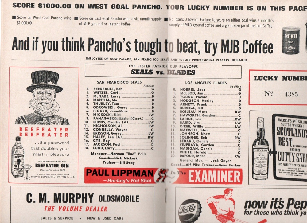 1963-64 NHL Lester Patrick Cup Finals Program Seals vs Blades 2 Ticket Stubs