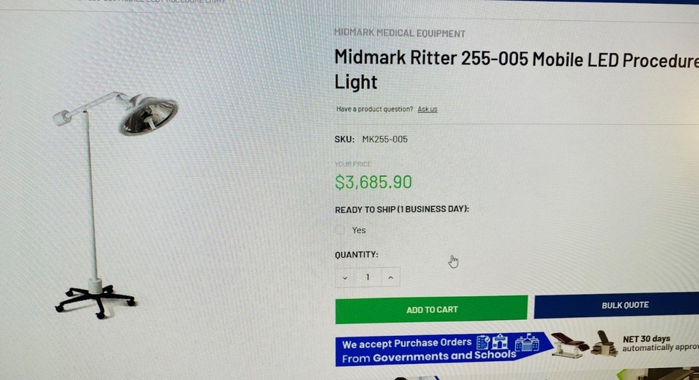 ritter 255 free standing procedure light