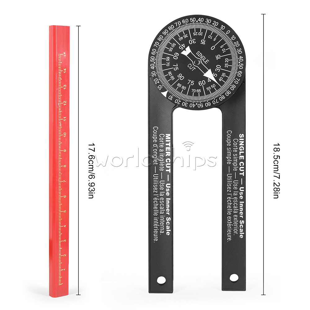Miter Saw Protractor ABS Angle Finder Level Meter Goniometer + pencil