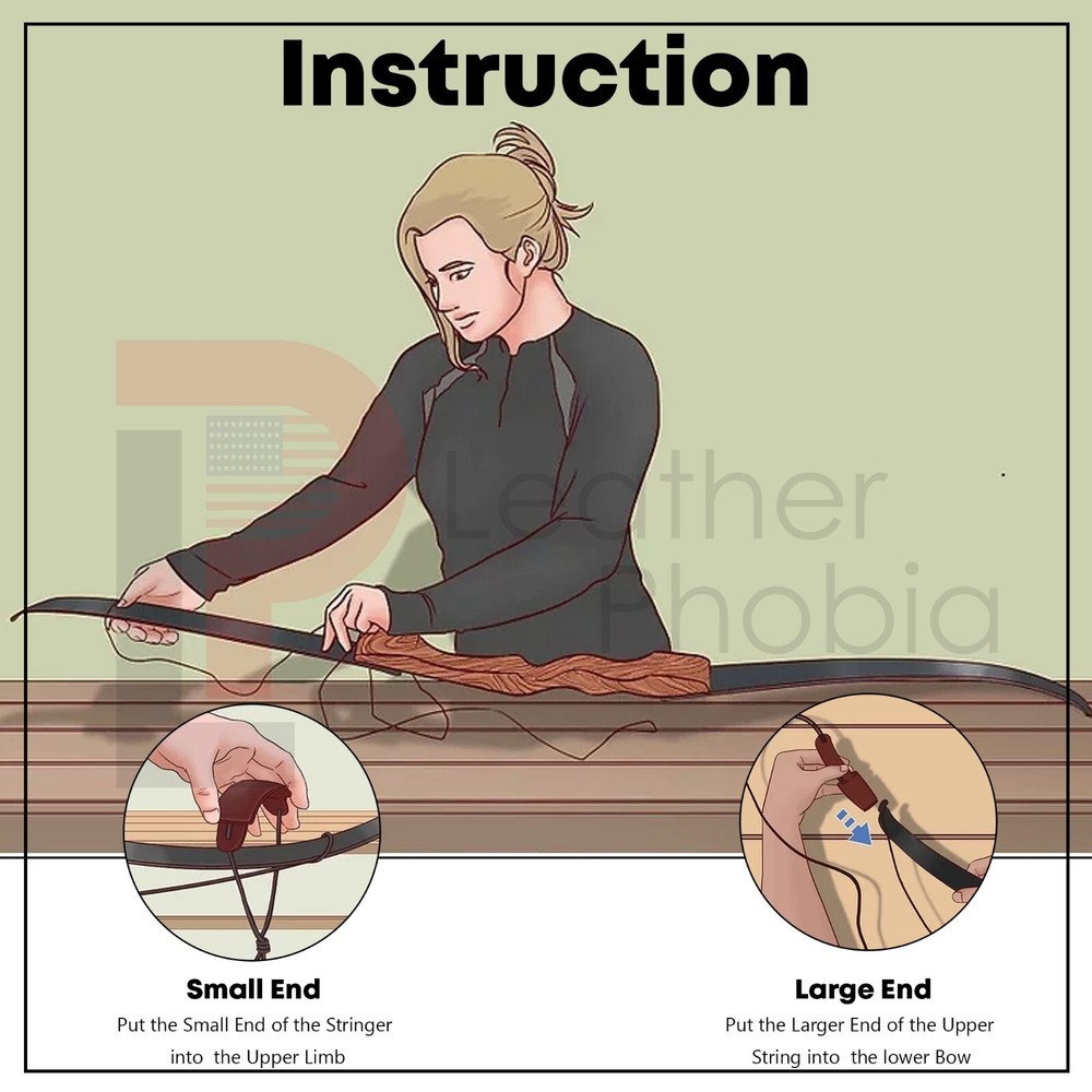 Traditional 4 Leather Bow Stringer Archery Bowstring Recurve Longbow Tool Rope