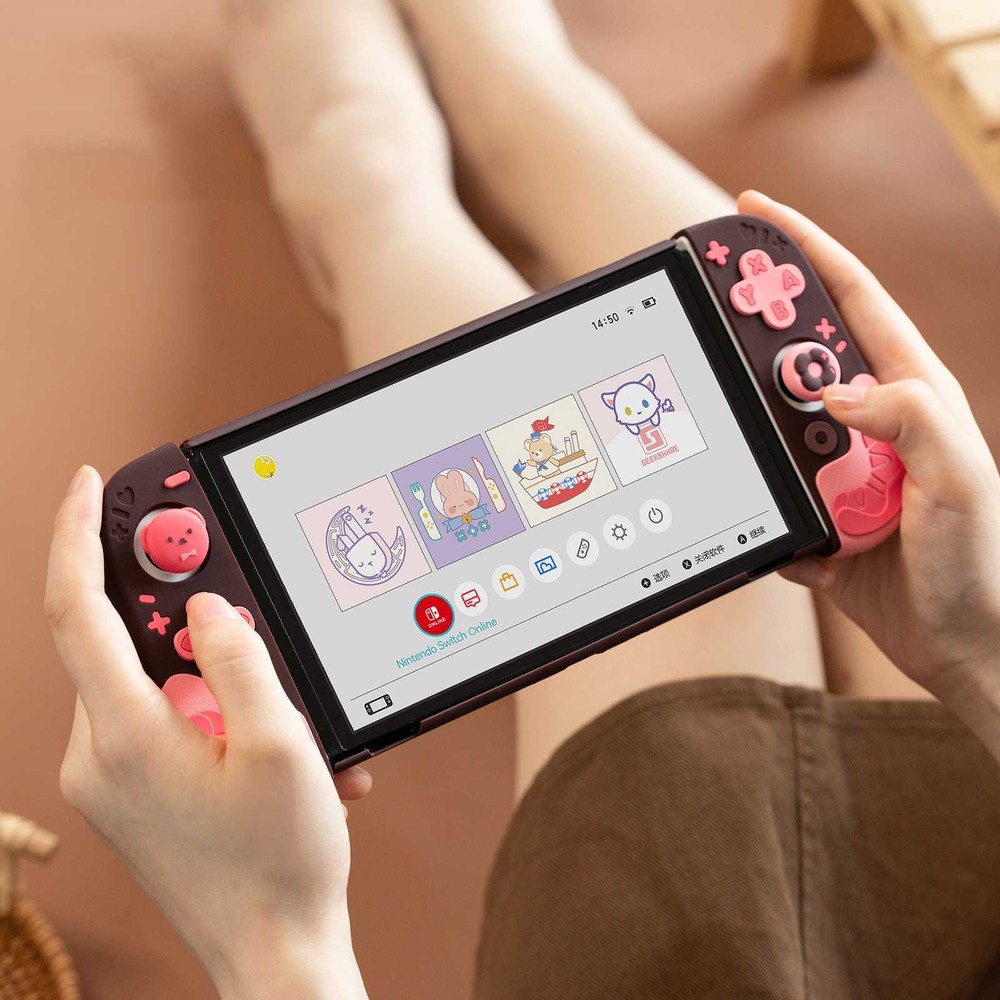 GeekShare Protective Case for Nintendo Switch/Switch OLED and JoyCon Cover Donut