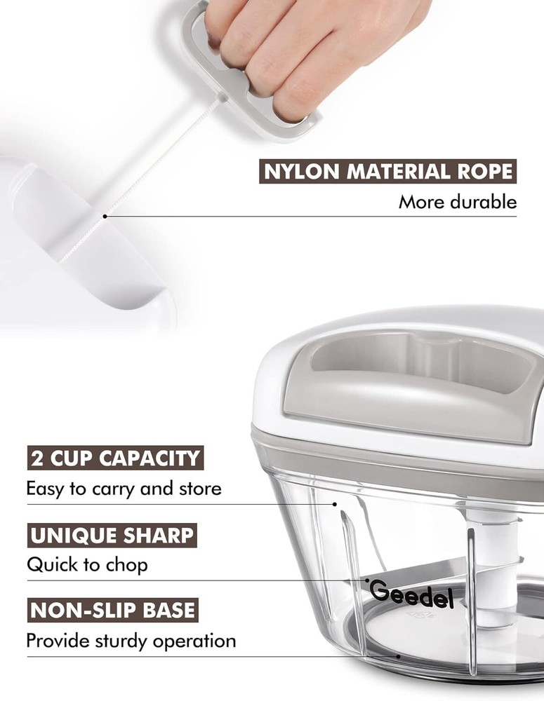 Manual Food Processor Vegetable Chopper Hand Pull Salsa Maker Cutter Chopper 2cu