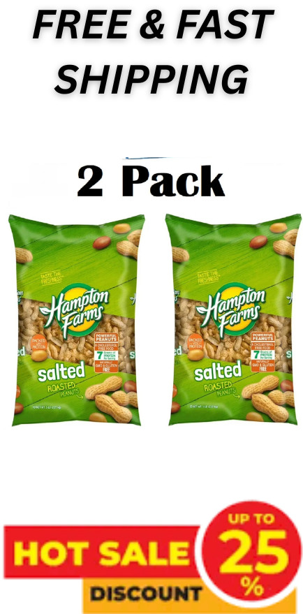 2 PACK - Hampton Farms Salted In-Shell Peanuts - 5 lbs (Total 10 lbs)