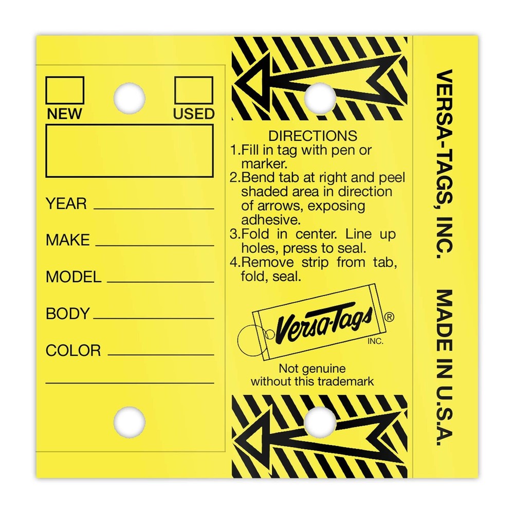 VERSA-TAGS Self Laminating Self Protecting Key Tags with Rings (250 per Box)