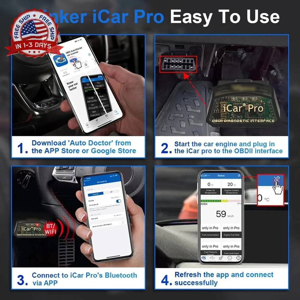 iCar Pro Mini OBD2 Bluetooth Scanner for iOS/Android OBD Adapter Car Diagnostic