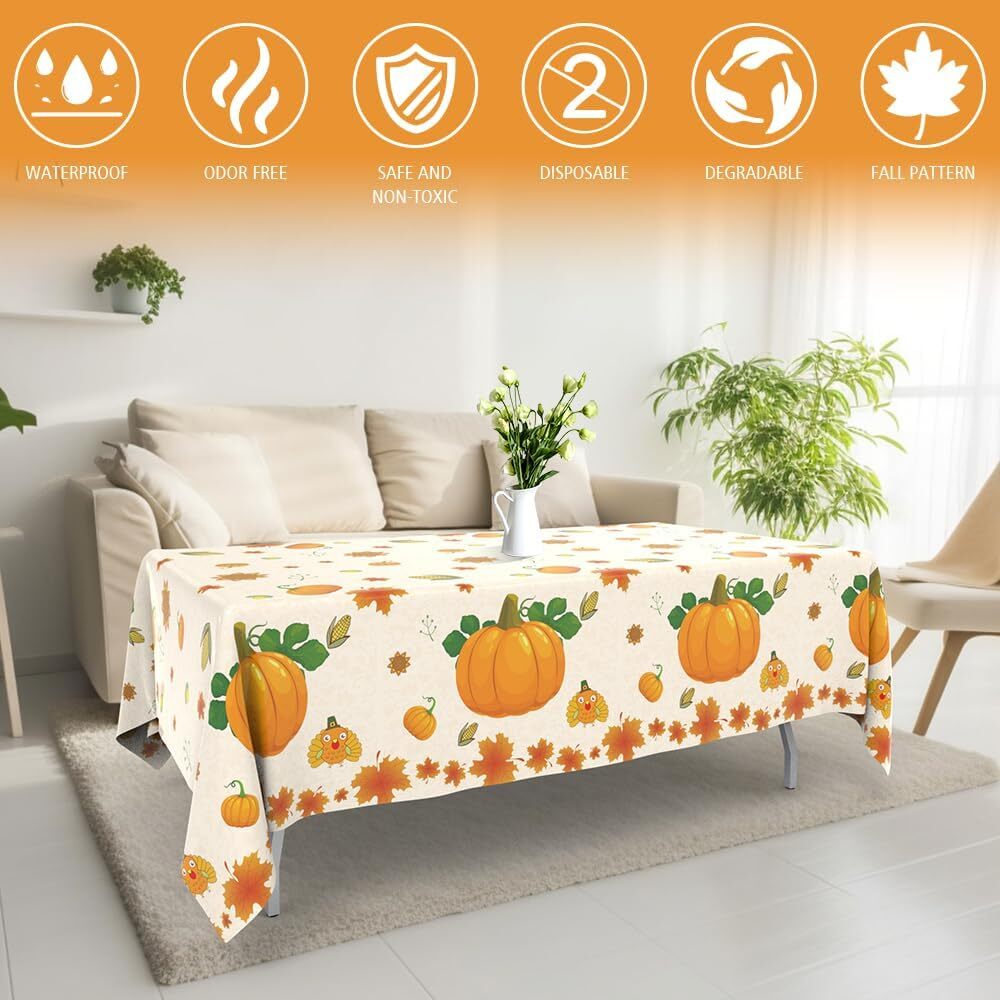 Thanksgiving Tablecloth, 2PCS 54" X 108" Tablecloth Multi Color