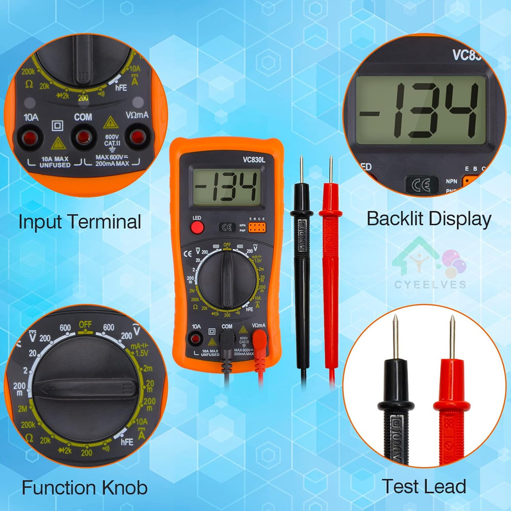 Digital Multimeter, Multimeter with AC DC Voltmeter & Ohm Volt Amp Tester, Multi