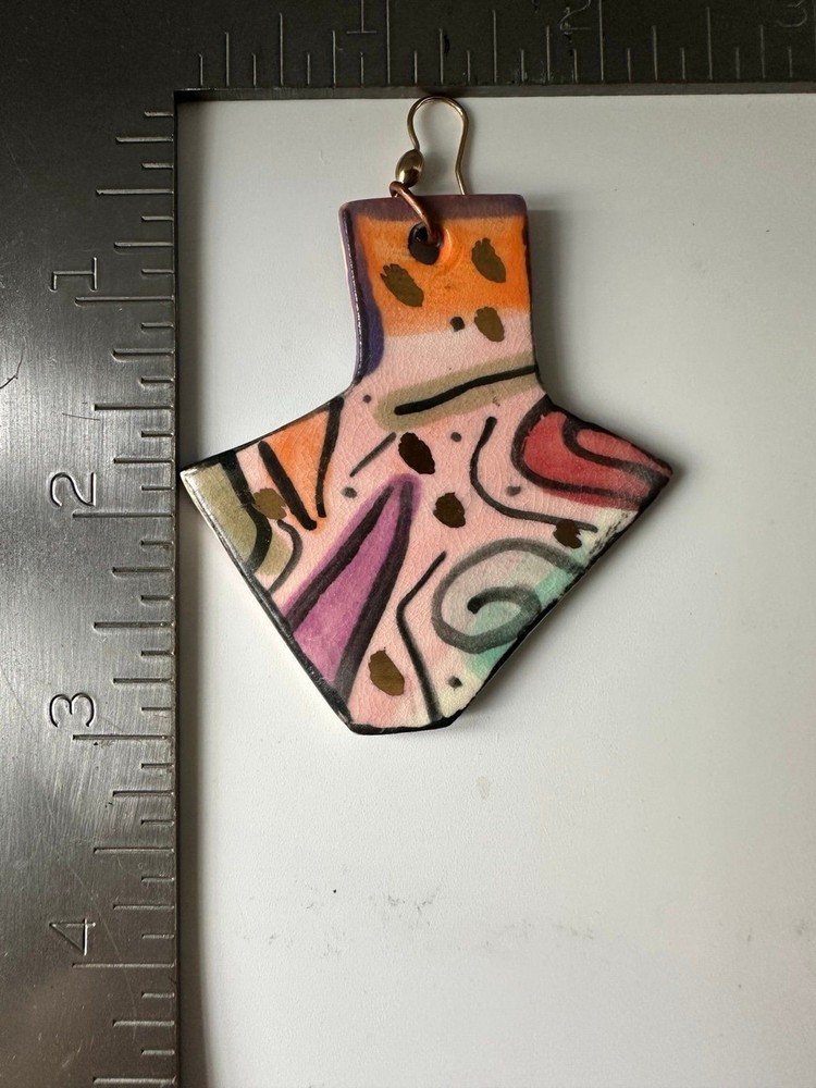 Handmade painted ceramic Earrings Large