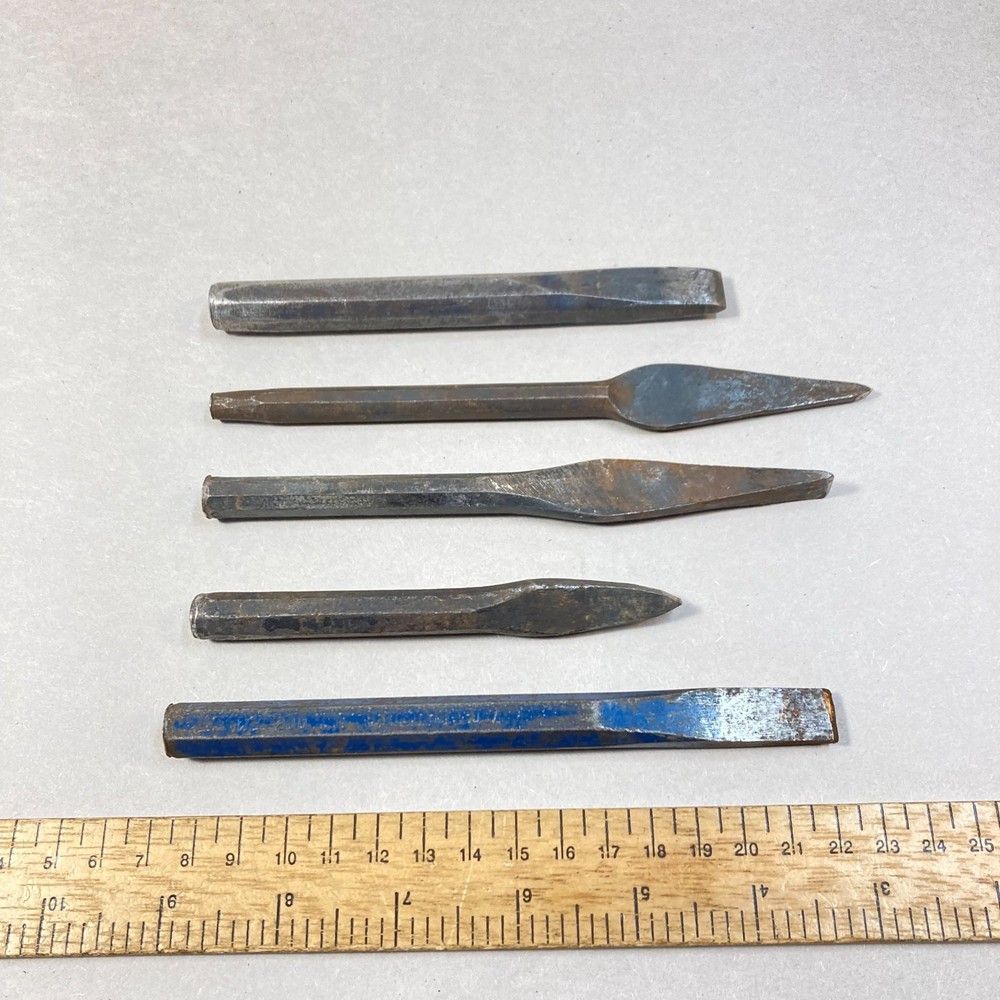 Cold Chisel Lot 5 Pc w/ 3 Cape Chisels