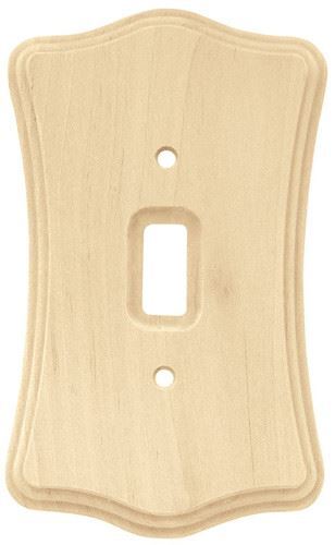 Wood Scalloped Single Switch Plate - Unfinished (64641)