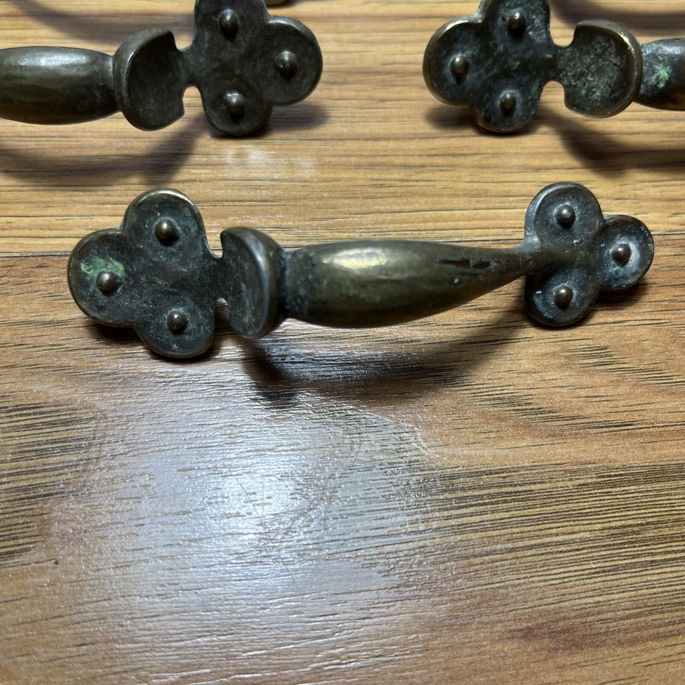 Vintage (11) KBC Hammered Brass Cabinet Drawer Pull Handle KBC