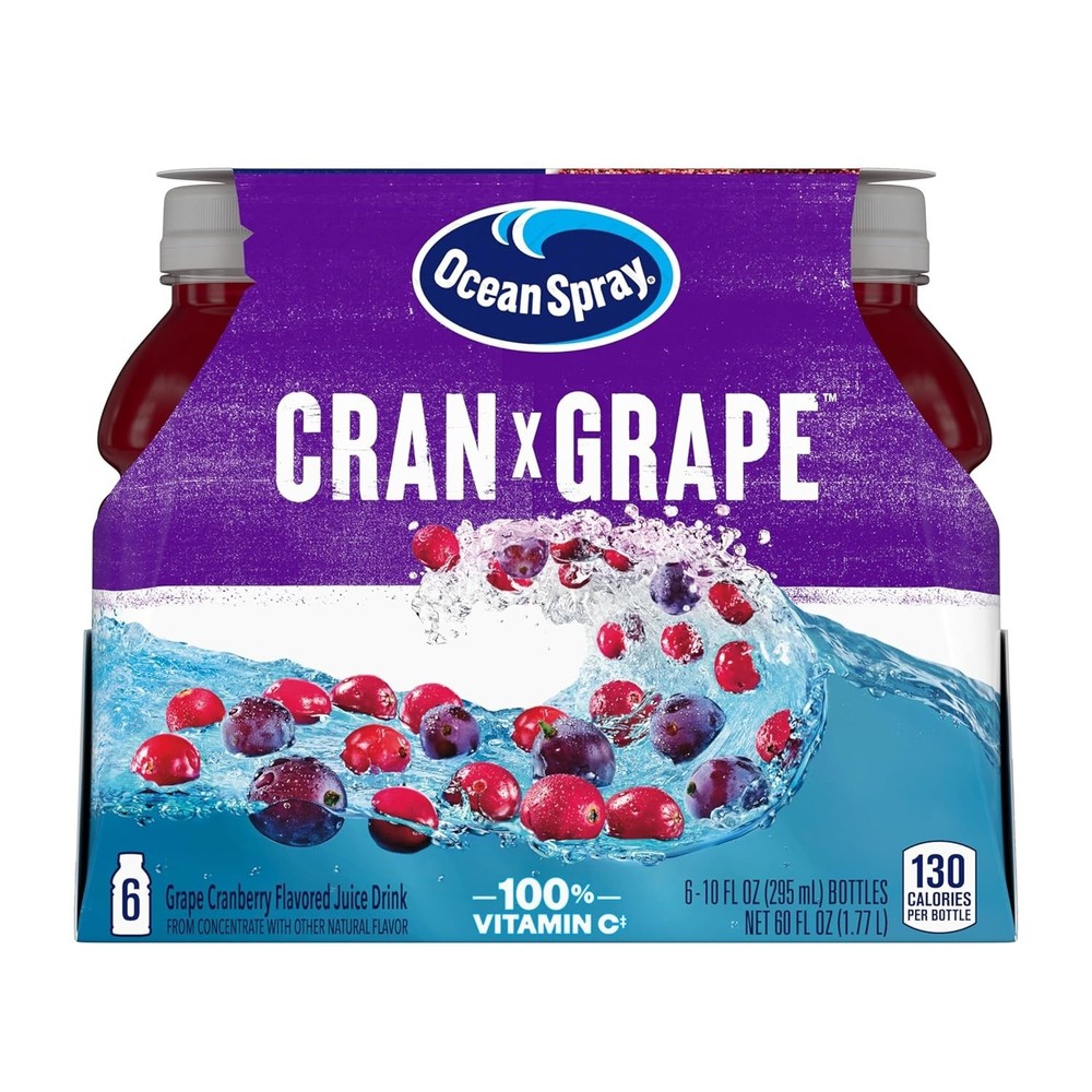 Cran-Grape Cranberry Grape Juice Drinks, 10 Fl Oz Bottles, 6 Count
