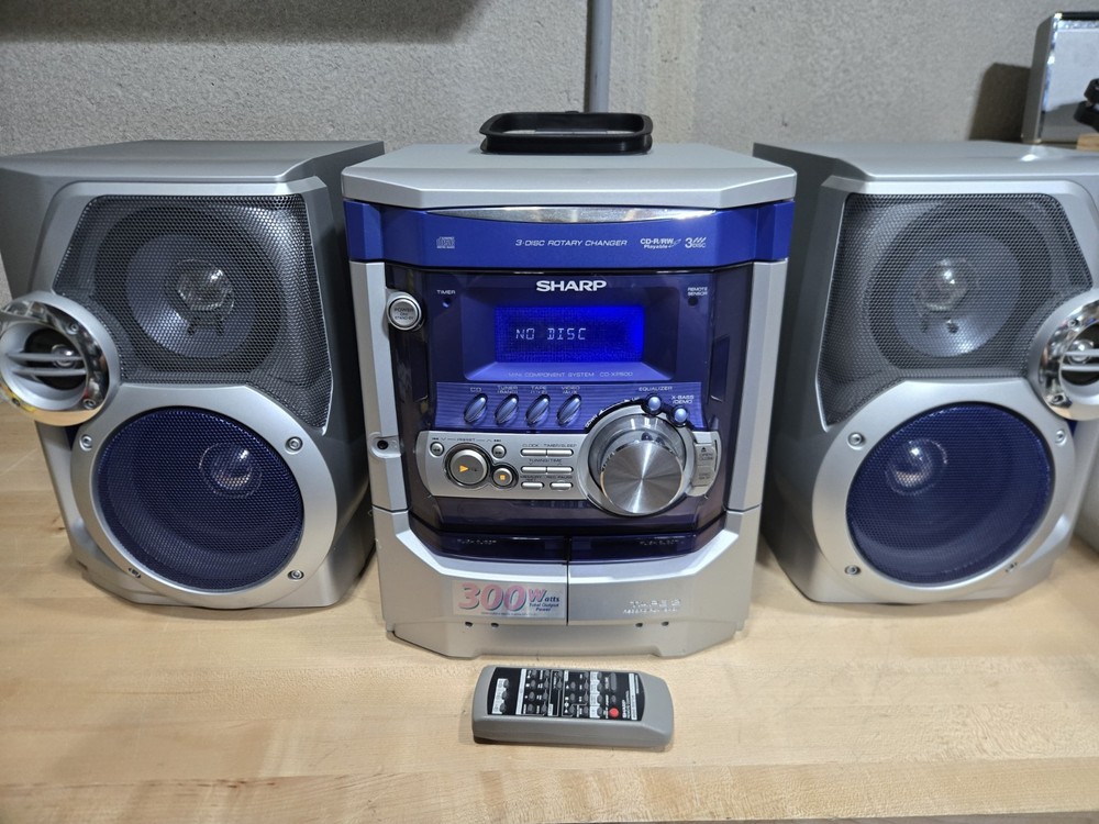 SHARP CD-XP500 3 CD Player Changer AM/FM Dual Cassette Decks (Deck 2 Bad) Tested