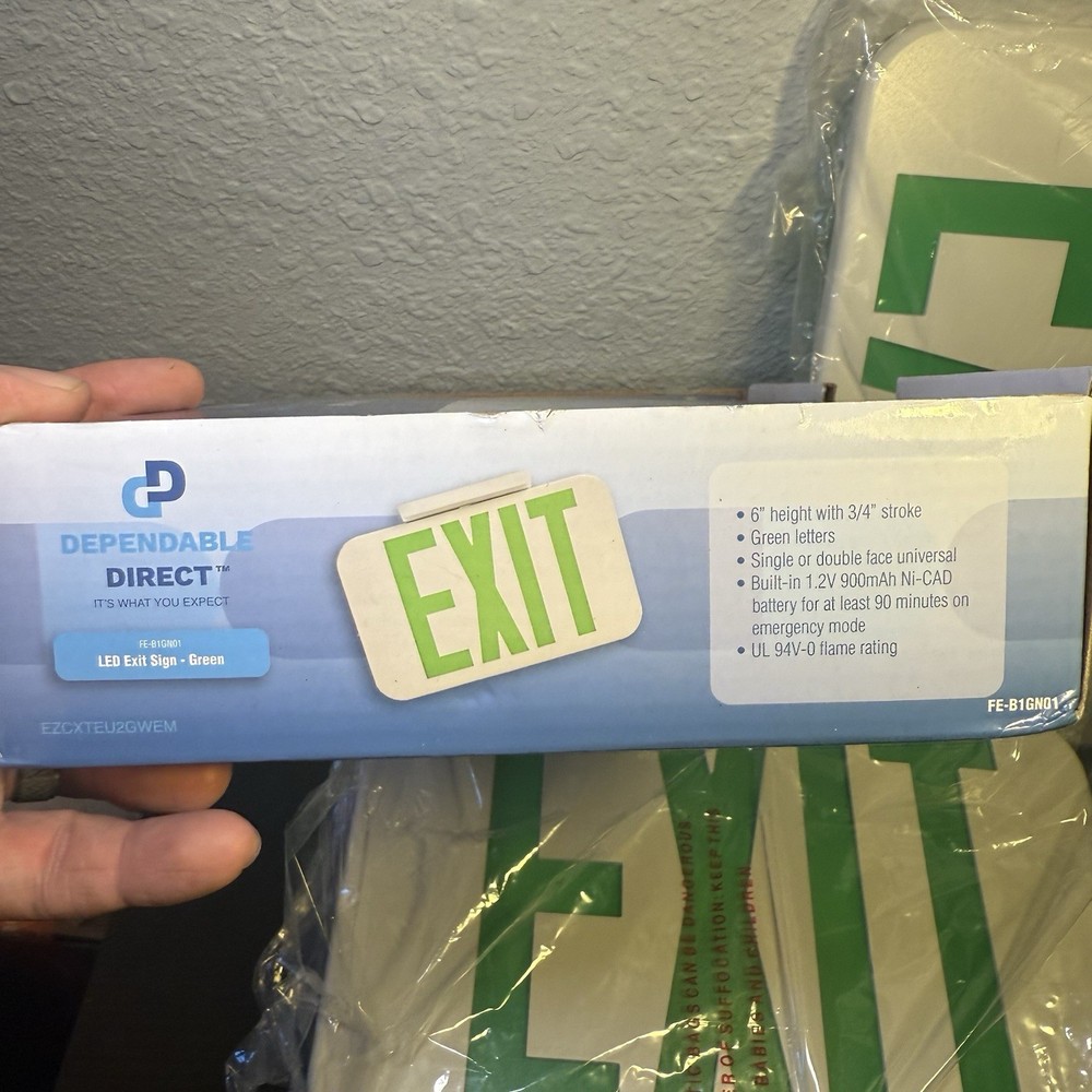 Dependable Direct 2-Pack Double Side LED Green Exit Sign Emergency Light In Box
