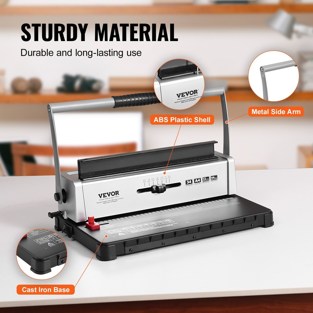 Coil Spiral Binding Machine, Manual Book Maker 34-Holes Binding 120 Sheets, Punc