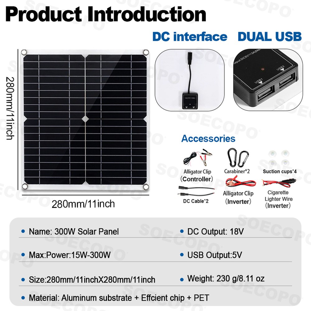 US 7000W Solar System Kit 12V To 110V Off-Grid Inverter System 100A Controller