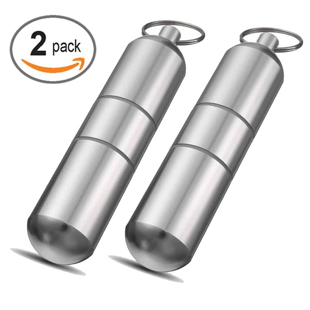 2pcs Aluminum Cigarette Case Box Holder Anti-Collision Splash Pills Container US