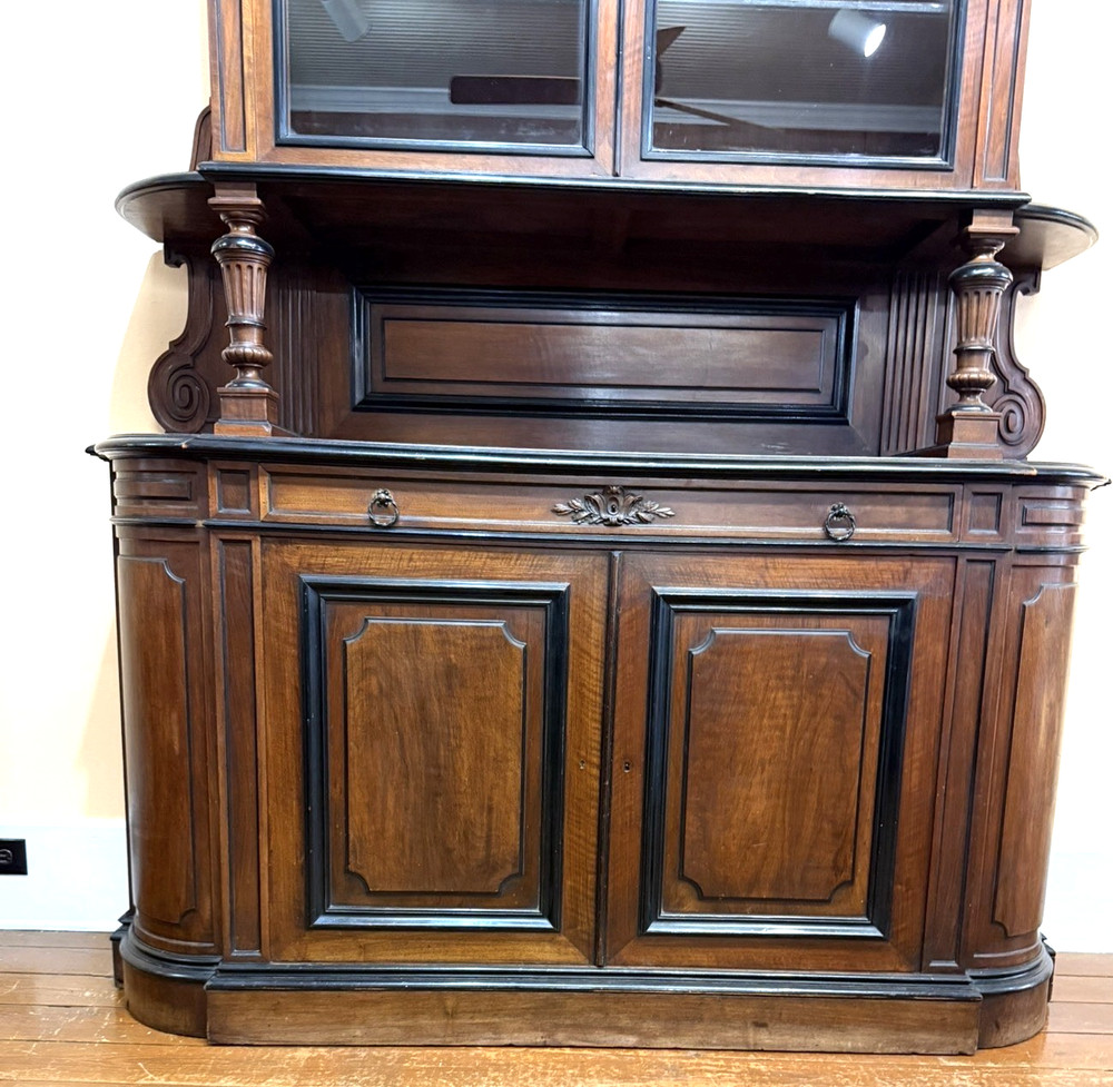 French Walnut louis Phillippe Buffet Sideboard Hutch