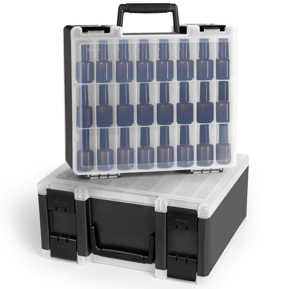 RISOU Portable Nail Polish Organizer - Large-Capacity Double-Sided Storage Ca...