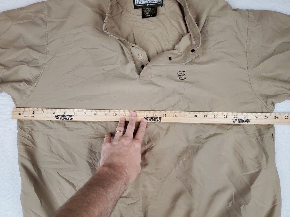 Zero Restriction Superlight Made in USA Mens Large Tan Golf Windbreaker Pullover