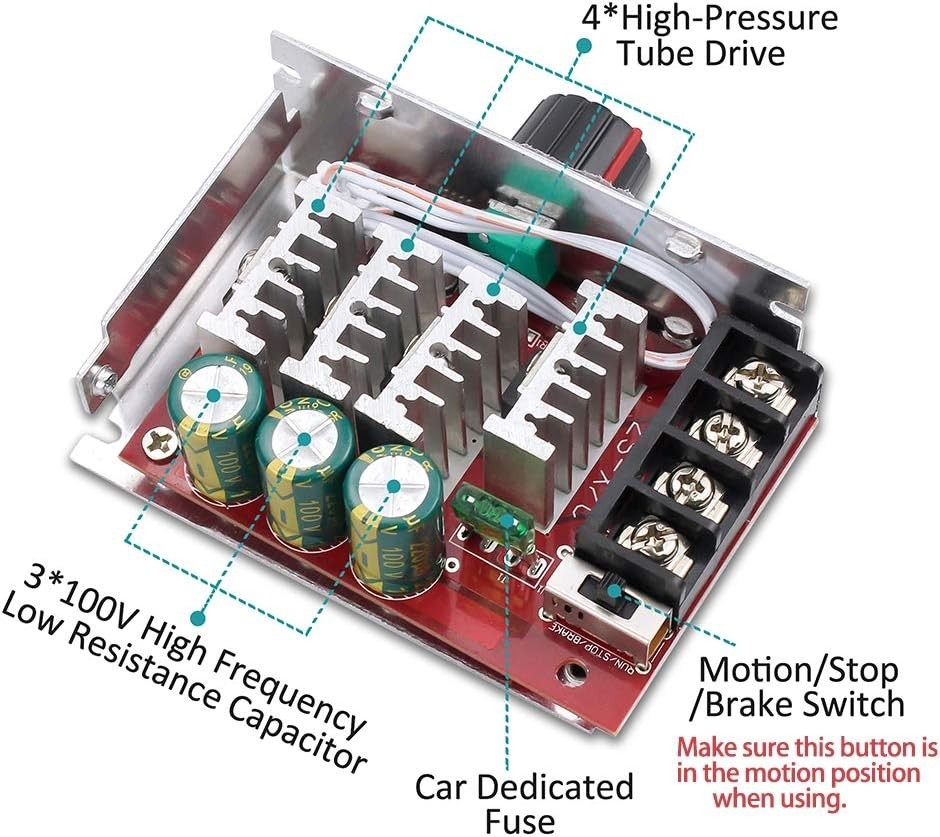 Compact 7-70V 30A PWM Speed Controller for 12V to 48V Motors – Efficient Control