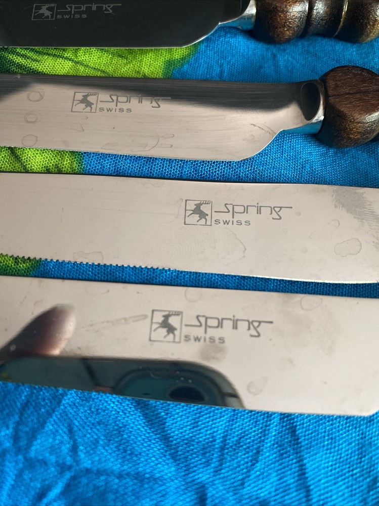 MCM Spring Swiss Steak Knives Wood Handle