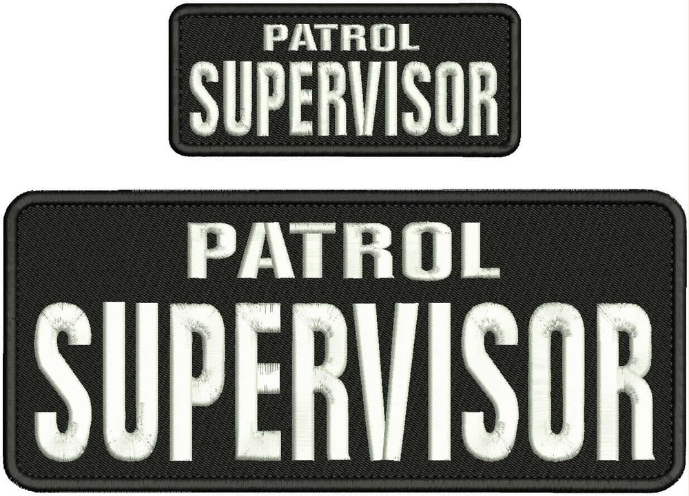 P SUPERVISOR EMBROIDERY PATCH 10x4 and 5x2 HOOK/BACK/BLA/WHITE