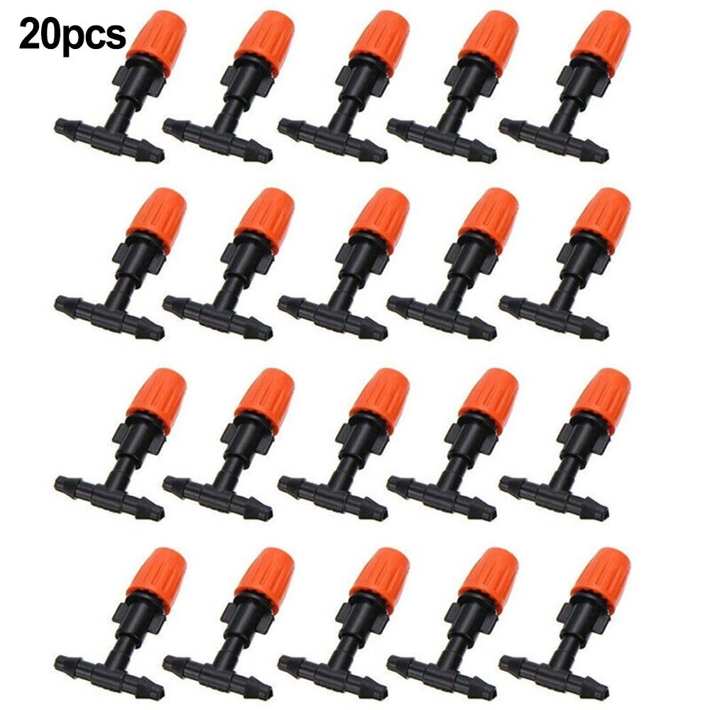 20/50pcs Single Orange Adjustable Atomizing Nozzle With Connector + 4/7 Pipe Tee