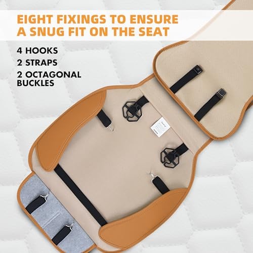2PCs Front Car Seat Covers Leather Car Seat Protector Front Set Cognac
