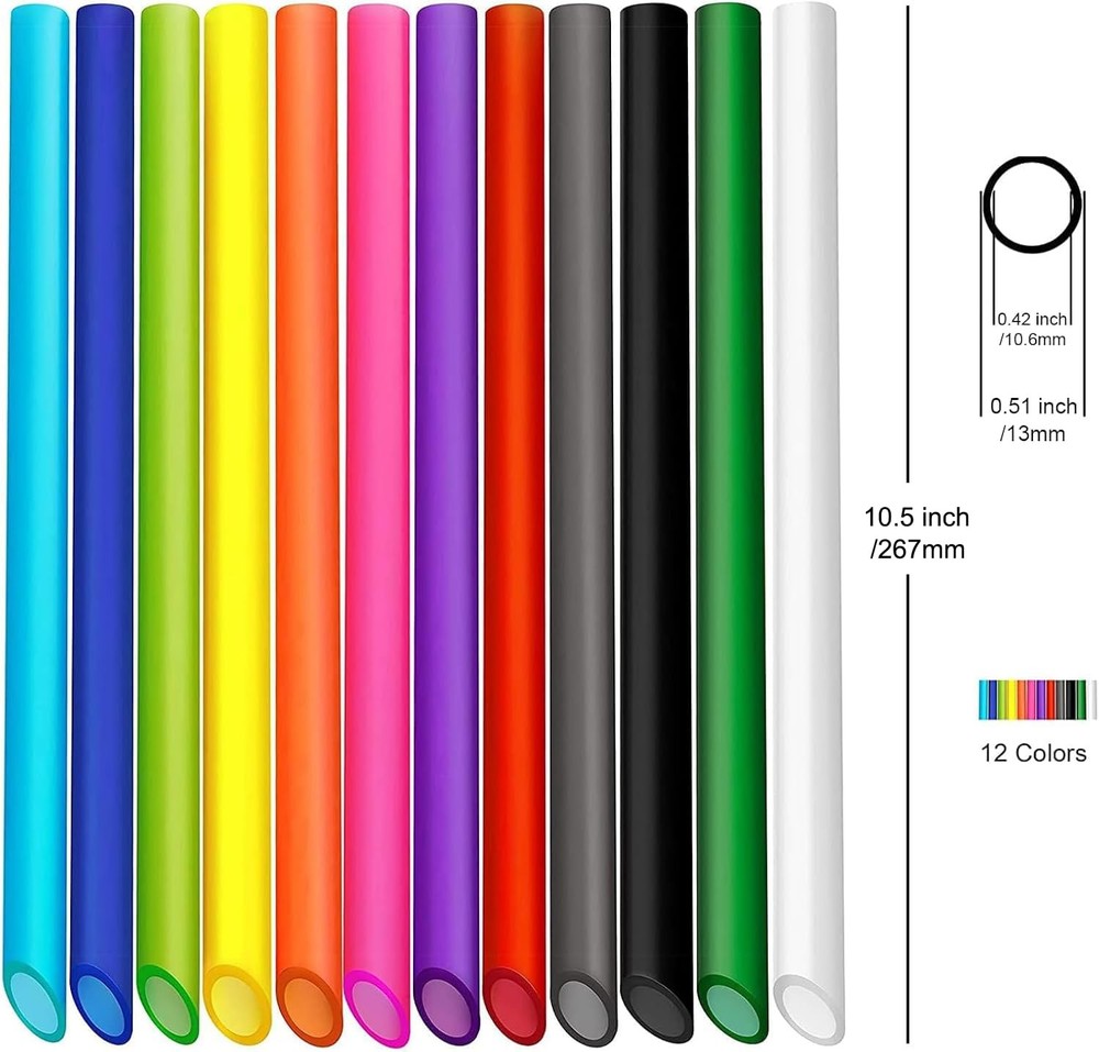 ALINK 12pc Boba Straws 10.5" Reusable Plastic