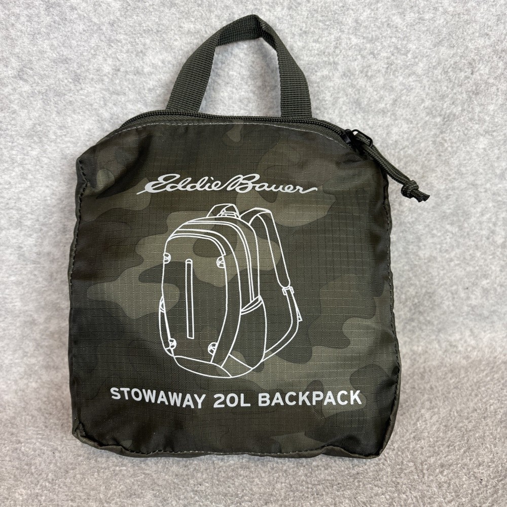 Eddie Bauer Stowaway Packable 20L Day Pack Backpack Bag Green Camouflage