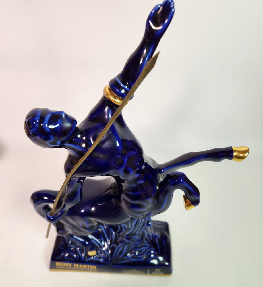 Remy Martin Blue Centaur Ceramic Decanter Empty Vintage Cognac Bottle