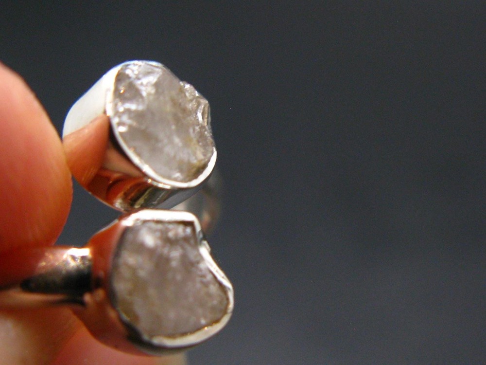 Gray Herderite Silver Ring from Africa - Size 5 - 2.10 Grams