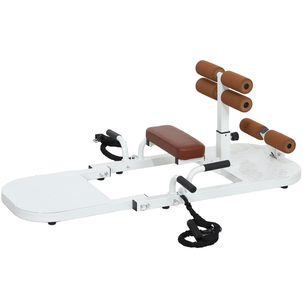 Soozier Sissy Squat Machine Hip Thrust Machine with Push Up Stand, White