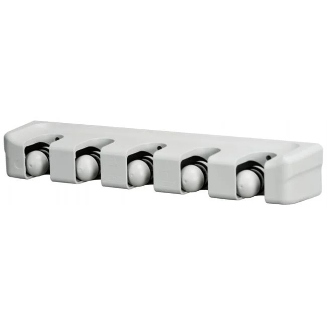 Wall Mounted Mop and Broom Holder - 5 Tool Capacity - Auto Adjusts For Pole Size