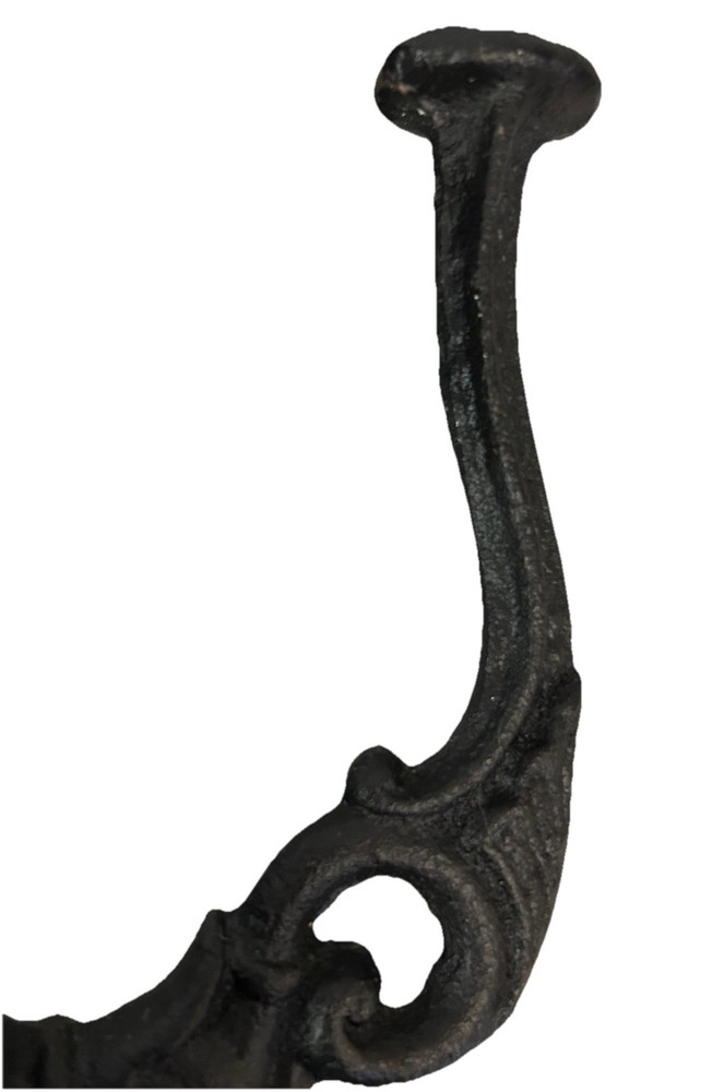 Vintage Pair Cast Iron Victorian-style Triple Wall Hook Black Heavy Scrollwork