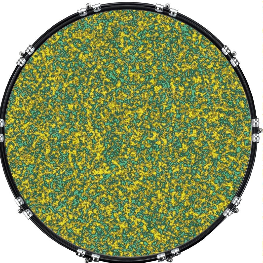 Custom 22" Kick Bass Drum Head Graphical Image Front Skin Embossed Green