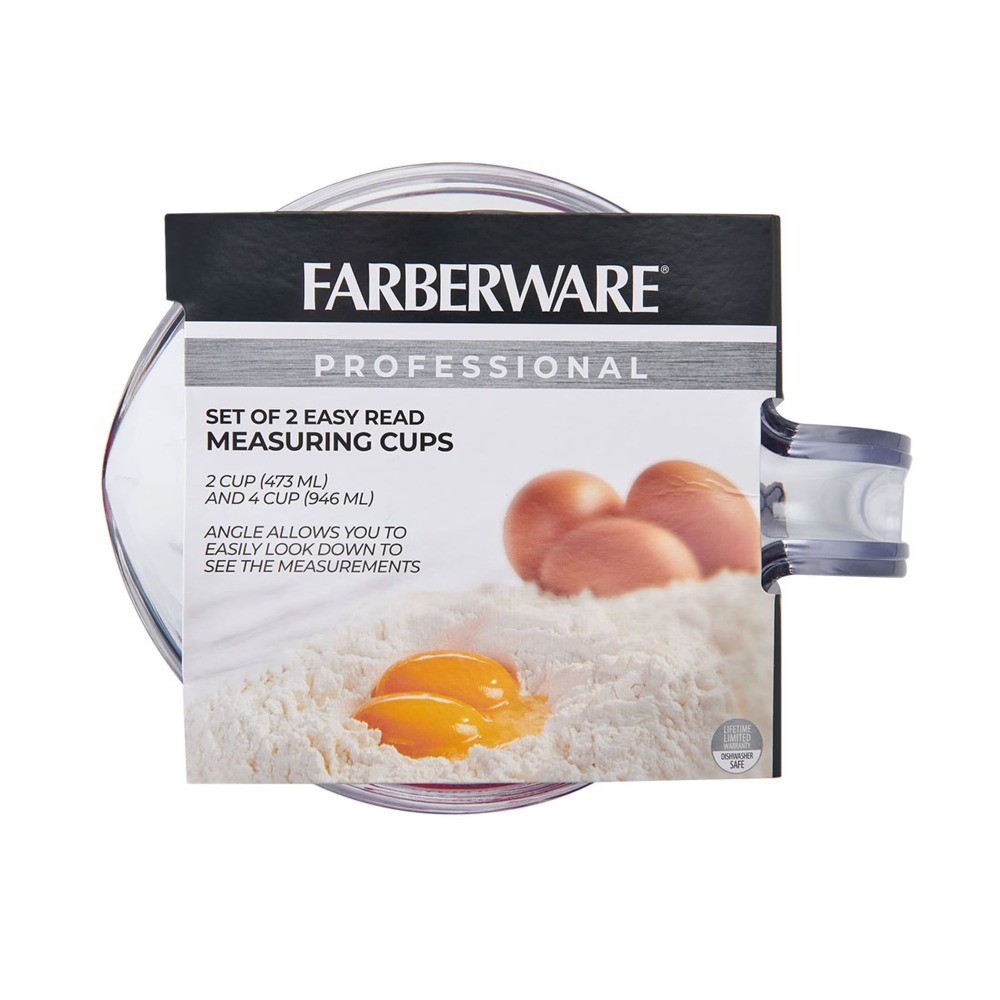 Professional Set of 2 Nesting Measuring Cups with Easy-Read Design, Clear