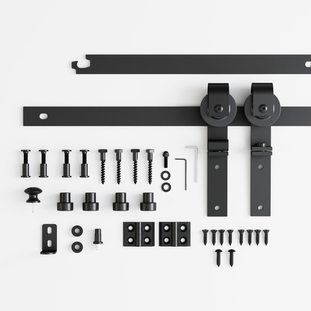 Upgraded 3FT Mini Folding Sliding Barn Door Hardware Kit for 2 Doors,Easy Ins...